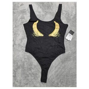 Guess Bodysuit Womens 1 Piece Small Jet Black / Model SL Twin Bananas NWT
